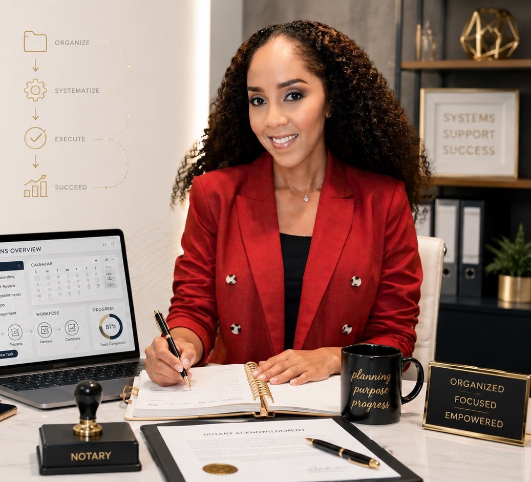 LeOndra Ragin, Founder of Charmane Business Solutions, at her desk